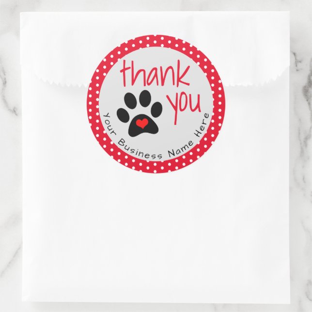 Ihr Pet Business Paw Drucken Danke Stickers (Tasche)