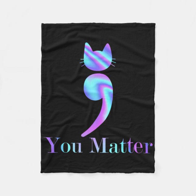 Ihr Problem Semicolon Cat Suizid Präventivmaßnahme Fleecedecke (Vorderseite)