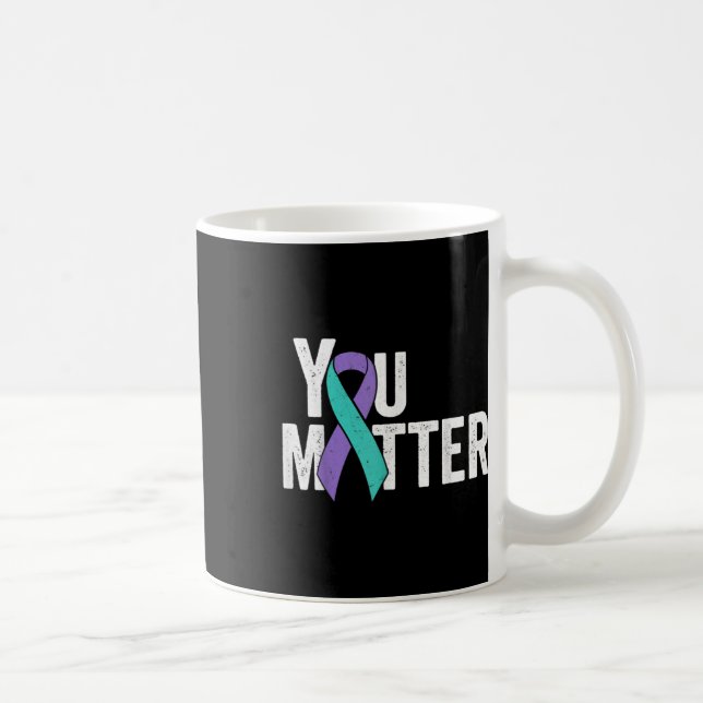 Ihr Problem Suizidprävention Aquamarines Lila Awar Kaffeetasse (Rechts)