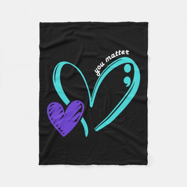 Ihr Problem Suizidprävention Bewusstsein Aquamarin Fleecedecke (Vorderseite)