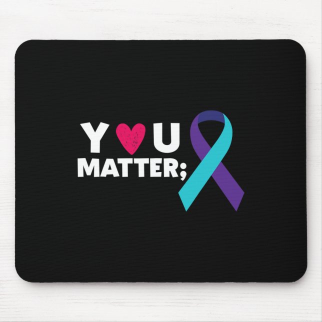 Ihr Problem Suizidprävention Bewusstsein Aquamarin Mousepad (Vorne)