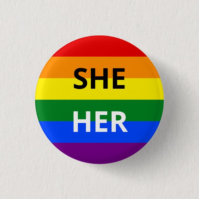 Ihr Pronoun Rainbow-Abzeichen Button (Vorderseite)