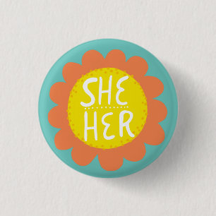IHR Pronouns Blume Stolz handschrift Button