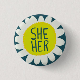 IHR Pronouns Blume Stolz handschrift Button