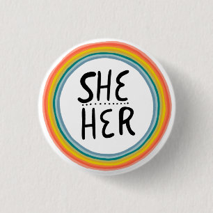IHR Pronouns Rainbow Ring farbenfroher Stolz Button