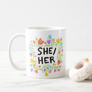 IHR Pronouns Regenbogen Blumenzauber Kaffeetasse