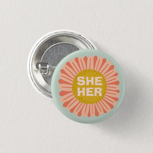 IHR Pronouns Sonnenblume Daisy Pride Button (Vorne & Hinten)