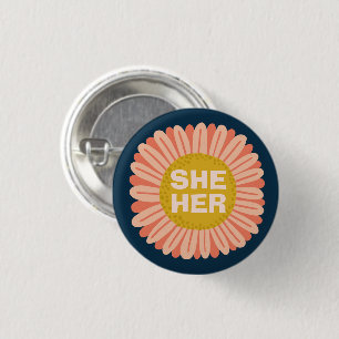 IHR Pronouns Sonnenblume Daisy Pride  Button