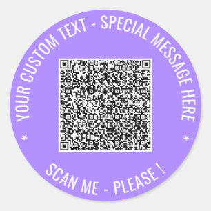 Ihr QR-Code-Aufkleber mit benutzerdefiniertem Text Runder Aufkleber