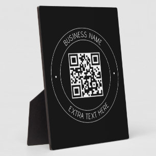 Ihr QR-Code & bearbeitbarer Text Schwarz & Weiß Fotoplatte
