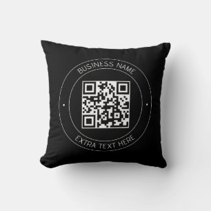 Ihr QR-Code & bearbeitbarer Text   Schwarz & Weiß Kissen