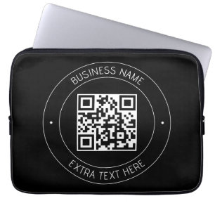 Ihr QR-Code & bearbeitbarer Text Schwarz & Weiß Laptopschutzhülle