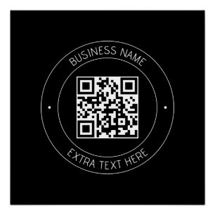 Ihr QR-Code & bearbeitbarer Text   Schwarz & Weiß Poster