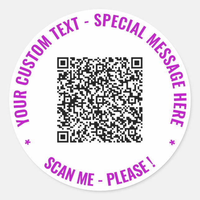 Ihr QR-Code benutzerdefinierter Text Branded Stick Runder Aufkleber (Vorderseite)