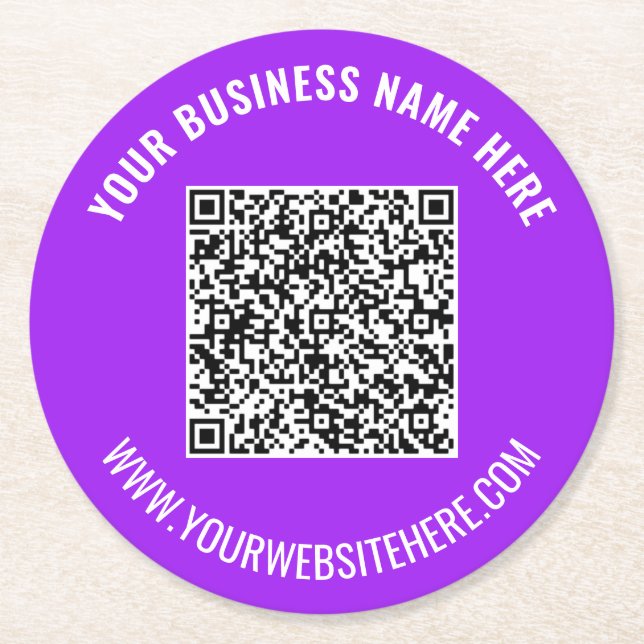 Ihr QR-Code benutzerdefinierter Text Papierunterse Runder Pappuntersetzer (Vorderseite)
