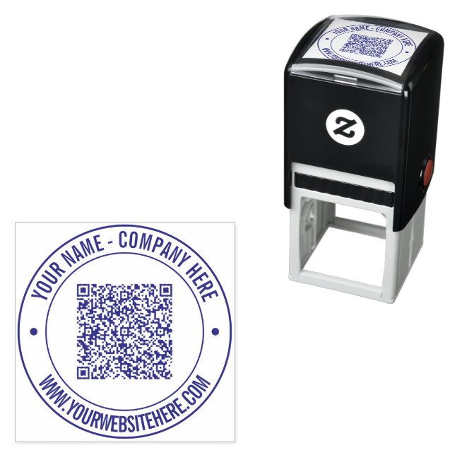 Ihr QR-Code benutzerdefinierter Text rund selbstfä Permastempel (Beispiel)
