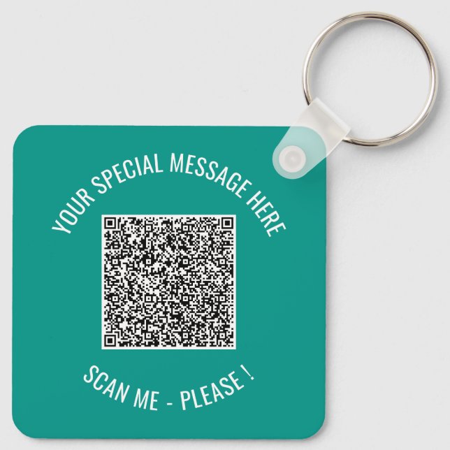 Ihr QR-Code Benutzerdefinierter Text und Farben -  Schlüsselanhänger (Rückseite)