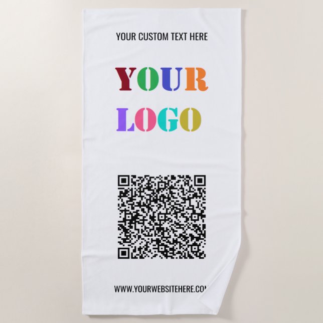 Ihr QR-Code Custom Text Company Logo Badetuch (Vorderseite)