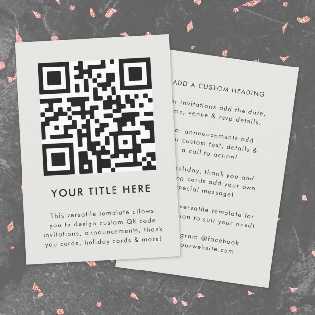 Ihr QR-Code | Grau Modern Minimalistisch einfach Einladung (Modern smart QR code gray invitation template by Guava - versatile, stylish, and customizable)