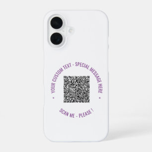 Ihr QR-Code mit individuellem Text und Farben pers iPhone 16 Hülle