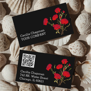 Ihr QR-Code Red Floral Personalisiert Black Gothic Visitenkarte