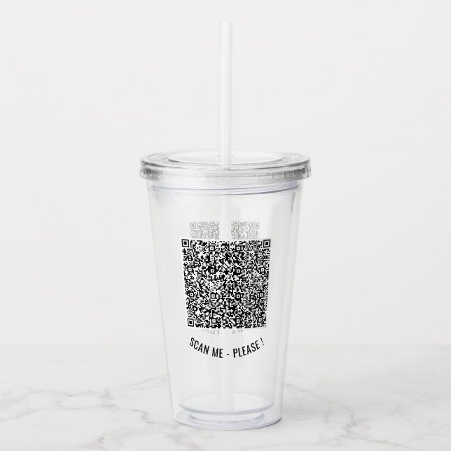 Ihr QR Code Scan Info Text Akryllischer Tumbler Acryltrinkbecher (Vorderseite)