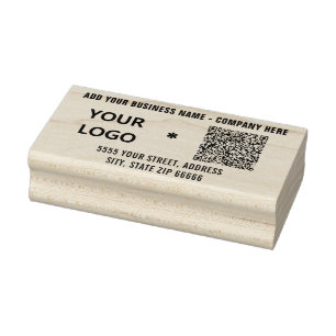 Ihr QR-Code-Text und Logo-Adresse-Stempel Beispiel Gummistempel