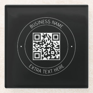 Ihr QR-Code und bearbeiteter Text   Schwarz/Weiß Glasuntersetzer
