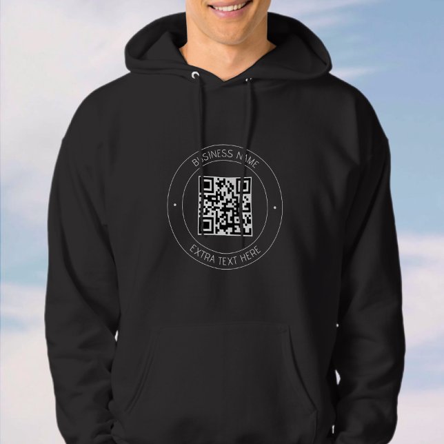 Ihr QR-Code und bearbeiteter Text | Schwarz/Weiß Hoodie (Von Creator hochgeladen)