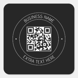 Ihr QR-Code und bearbeiteter Text   Schwarz/Weiß Quadratischer Aufkleber