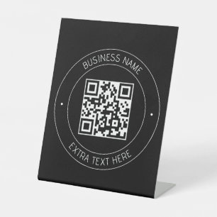 Ihr QR-Code und bearbeiteter Text   Schwarz/Weiß Sockelschild