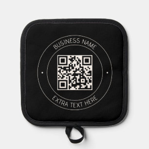Ihr QR-Code und bearbeiteter Text   Schwarz/Weiß Topflappen