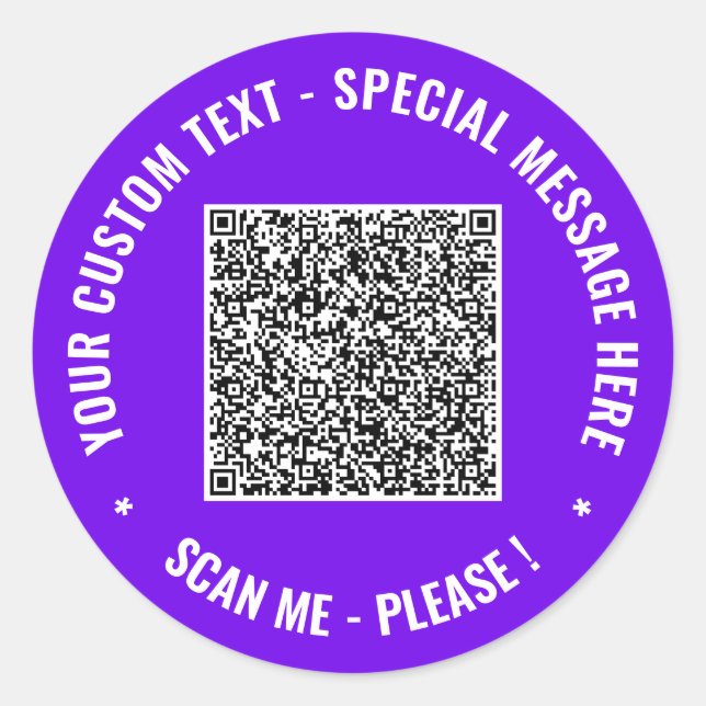 Ihr QR-Code und Ihr benutzerdefinierter Text-Aufkl Runder Aufkleber (Vorderseite)