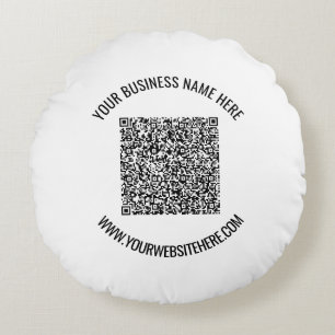 Ihr QR-Code und Ihr benutzerdefinierter Text-Rundk Rundes Kissen