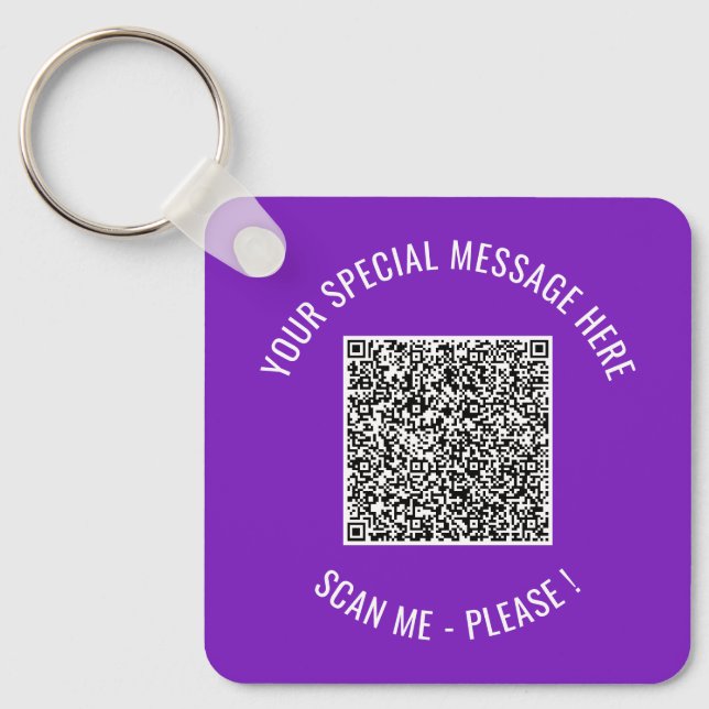 Ihr QR-Code und Ihr benutzerdefinierter Text- und  Schlüsselanhänger (Vorderseite)