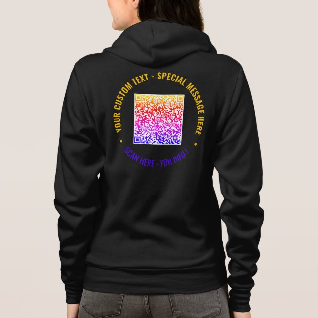 Ihr QR-Code und Ihr benutzerdefinierter Text wähle Hoodie (Rückseite)
