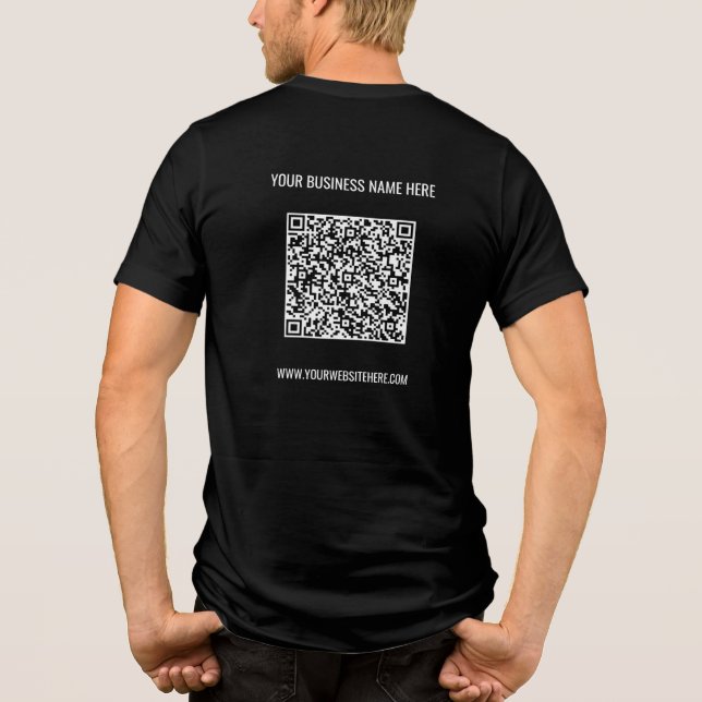 Ihr QR-Code und Ihr maßgeschneidertes Textwerbeges Tri-Blend Shirt (Rückseite)