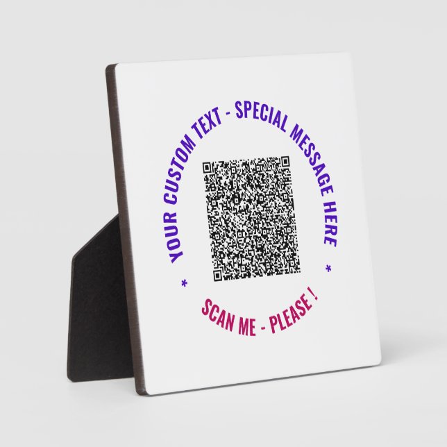 Ihr QR-Code und Ihre benutzerdefinierte Textebene  Fotoplatte (Vorderseite)