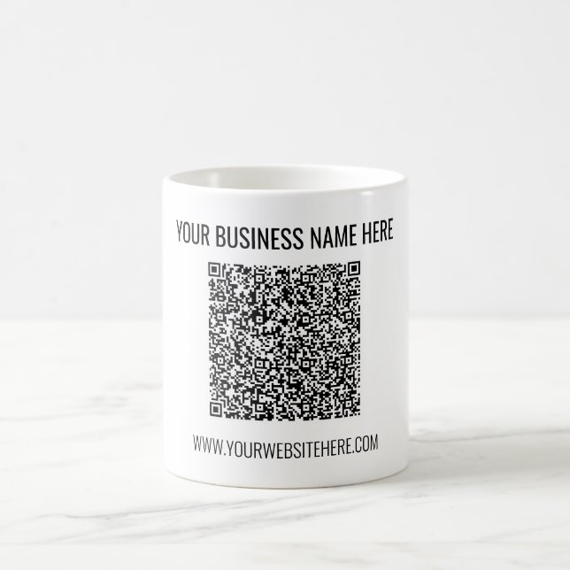 Ihr QR-Code und Ihre kundenspezifische Text-Busine Kaffeetasse (Mittel)