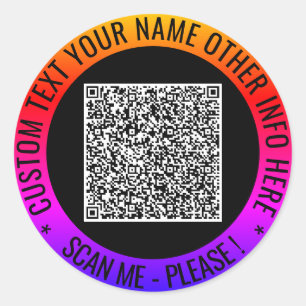 Ihr QR-Code und individuelle Text-Personalisierte Runder Aufkleber