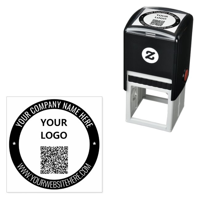 Ihr QR-Code und Logo Farbrundstempel Vorlage Permastempel (Beispiel)
