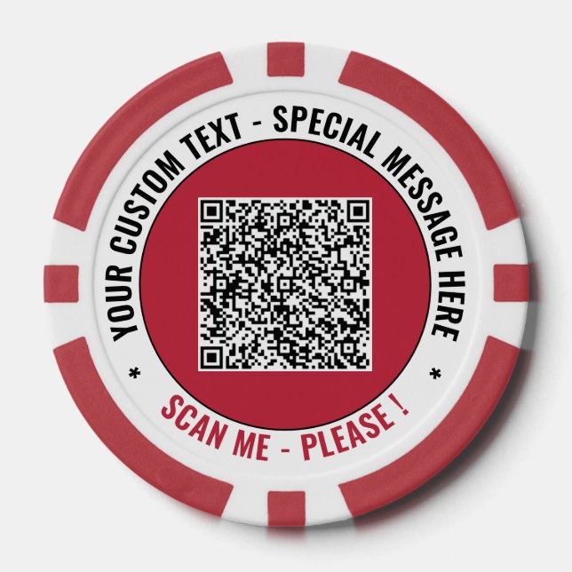 Ihr QR-Code und Text Branded Poker Chips Beispiel (Vorderseite)