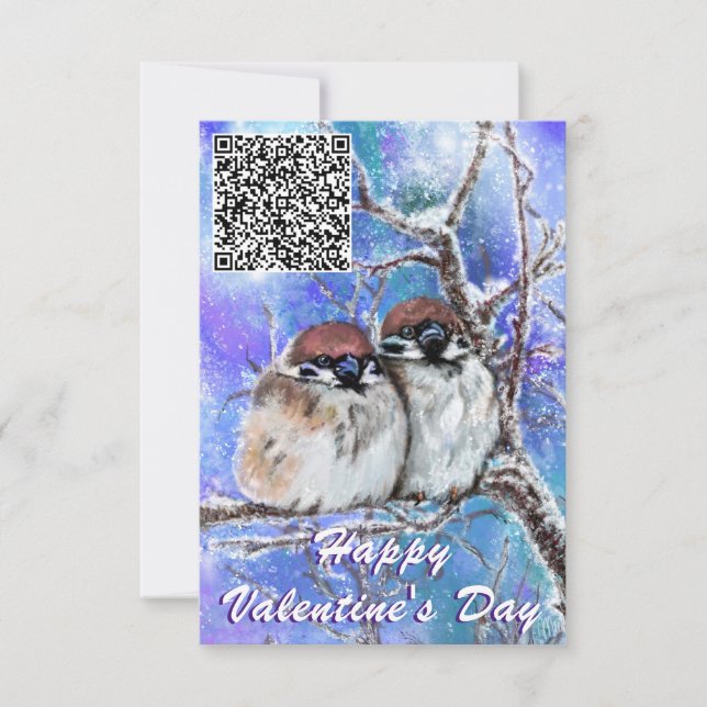 Ihr QR-Code wünscht eine "Vogel Valentine Day Card Karte (Vorderseite)