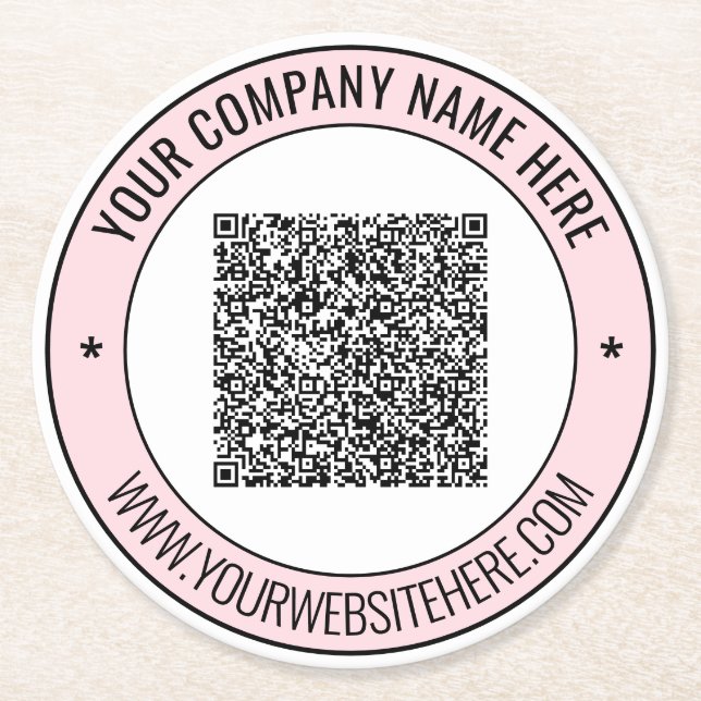 Ihr QR-Untersetzer mit benutzerdefiniertem Text Runder Pappuntersetzer (Vorderseite)