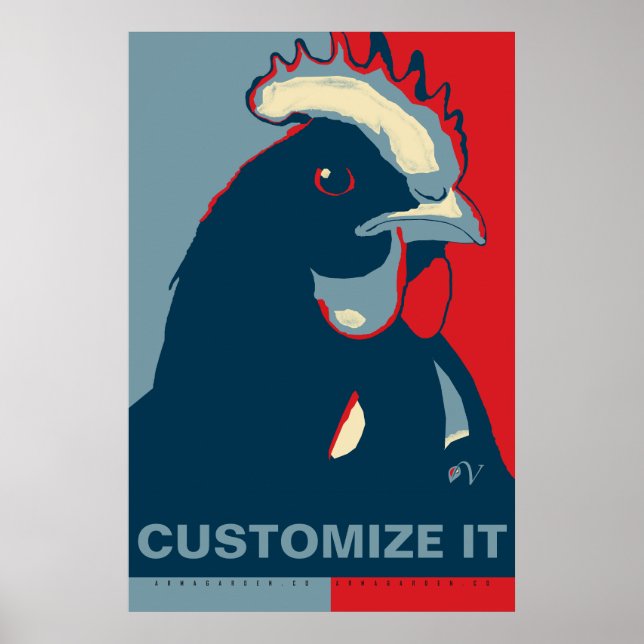 IHR Red White Blue Pop CUSTOMIES Art Chicken Poste Poster (Vorne)