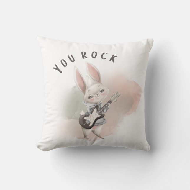 Ihr Rock Bunny Throw Kissen (Vorderseite)