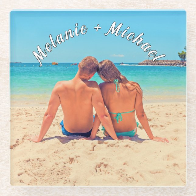 Ihr romantischer Foto Glass Untersetzer mit Indivi (Vorderseite)