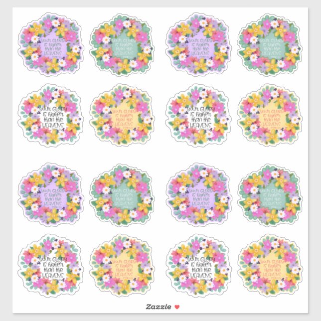 Ihr Ruhm ist höher Psalm Verse Aquarellblume Aufkleber (Blatt)