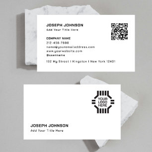 Ihr sauberes einfaches weißes scannbares QR-Code-L Visitenkarte