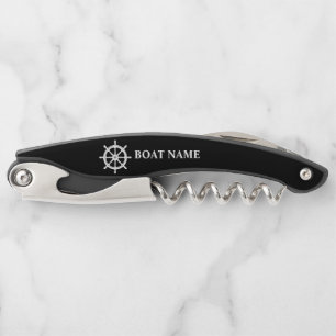 Ihr Schiff Name Nautical Ships Wheel Helm Black Kellnermesser